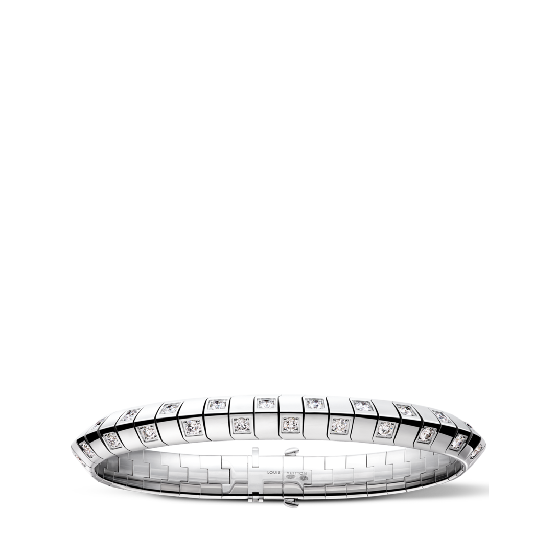 Le Damier de Louis Vuitton Large Bracelet, White Gold and Diamonds